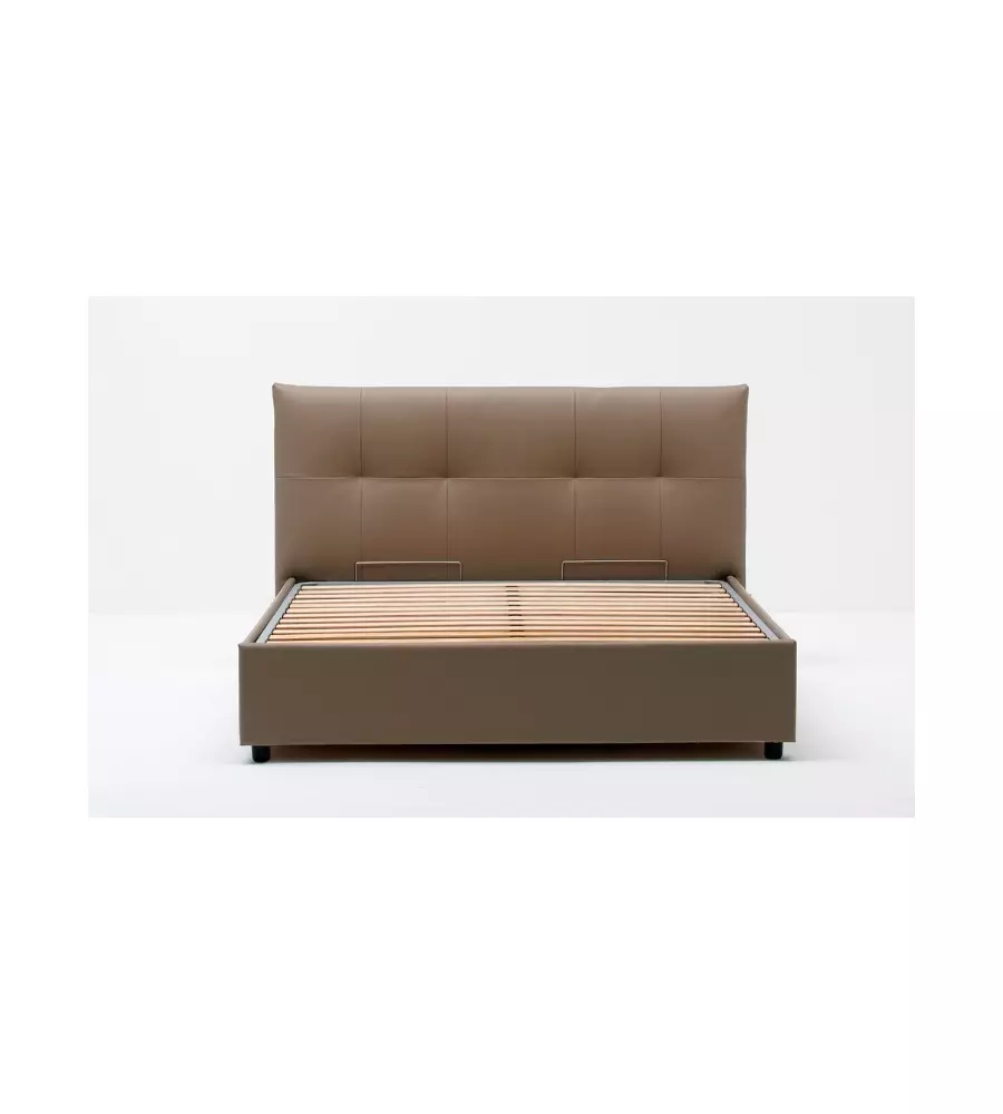 Letto matrimoniale "easy" tortora con rete e contenitore, 160x190 cm